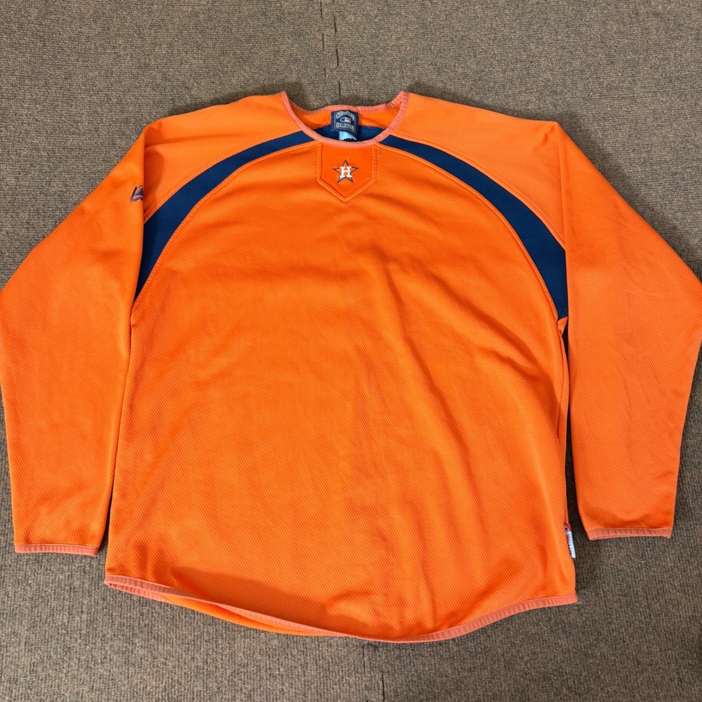 Vintage Houston Astros Majestic Cooperstown Collection Orange Mesh Jersey Mens L